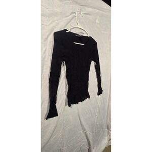 INC black ribbed long-sleeve knit sweater top Size Medium
